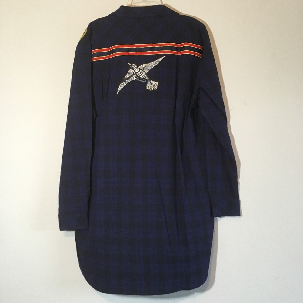 Sam Edelman Plaid Flannel Dress Military Sequin - Picture 2 of 8